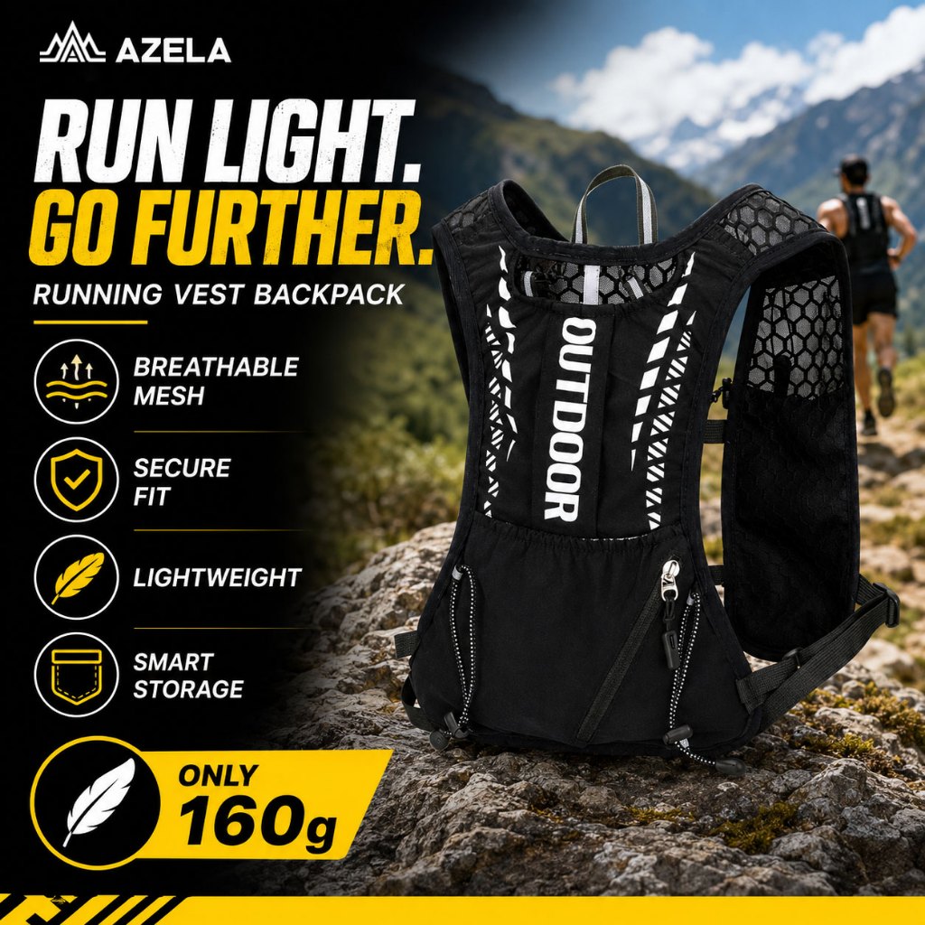 Azela Large capacity Trail running bag ถุงใส่น้ำ 5L/160g กระเป๋าเป้น้ำ เป้วิงเทล น้ำวิ่งเทรล กัน ถุง กระเป๋าวิ่งเทรล เป้เทรล Haft Full Marathon
