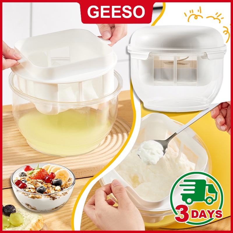 GEESO ที่กรองโยเกิร์ต กรีก พร้อมฝาปิด สําหรับครัวเรือน ที่กรองชีส อุปกรณ์แยกนมถั่วเหลือง สเตนเลส Lidded Stainless Steel Greek Yogurt Strainer Household Cheese & Soy Milk Filter 酸奶过滤盒