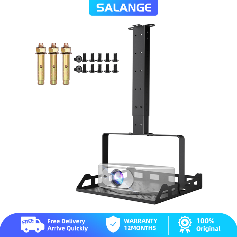 ขายึดโปรเจคเตอร์ Salange 3-in-1, ขายึดเพดาน/ติดผนังปรับความสูงพร้อมถาด, ขาตั้งสําหรับงานหนักพร้อมการจัดการสายเคเบิล, รับน้ําหนักได้ถึง 10KG, เหมาะสําหรับโฮมเธียเตอร์และสํานักงาน