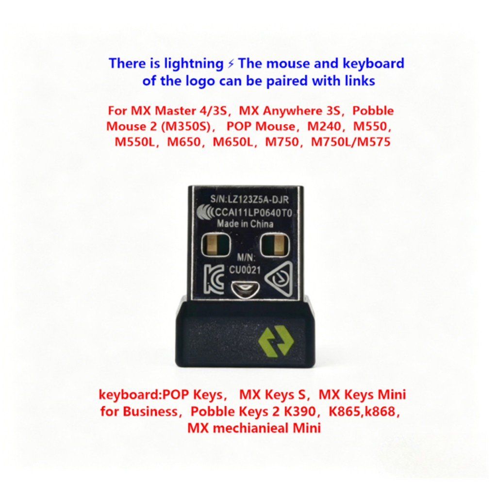 Original USB dongle สําหรับ Logitech MX Master 4/3S,MX Anywhere 3S M550 M650 M750 MX คีย์ K865 Mini 