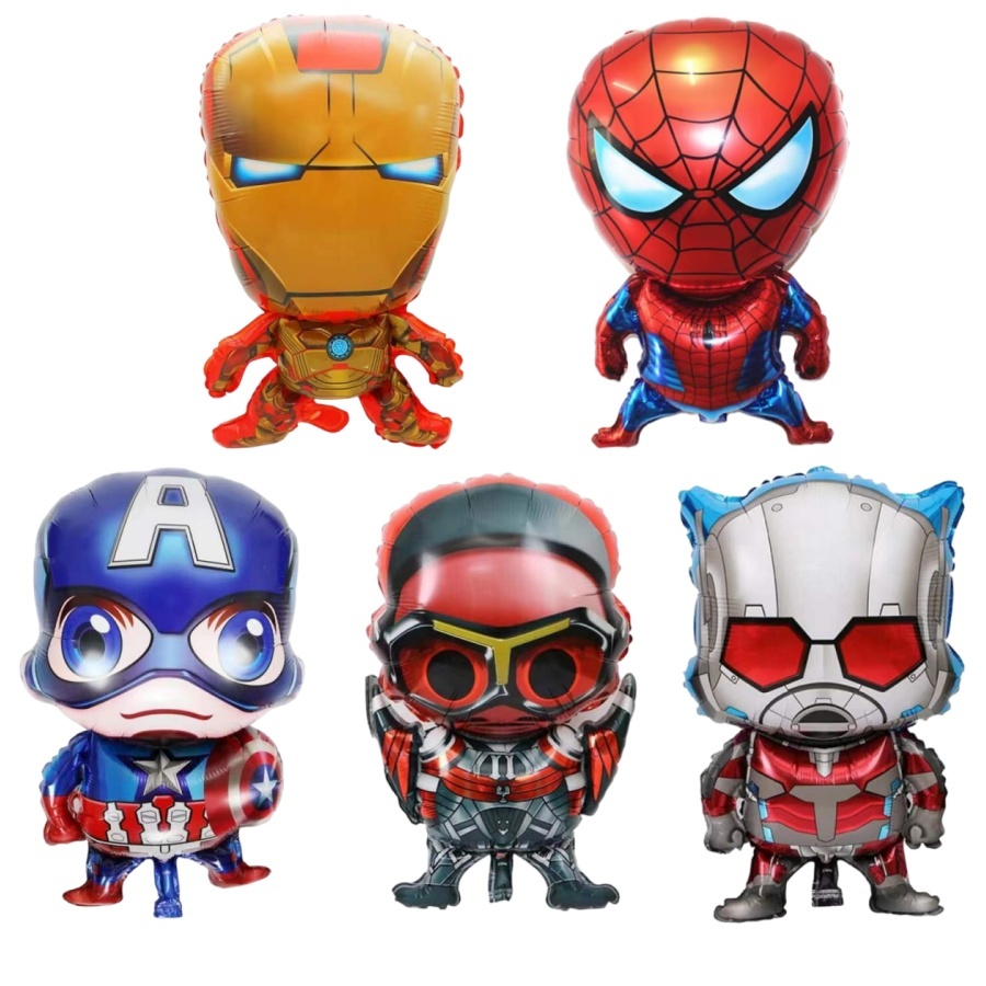 Spiderman Hulk Iron Man ฟอยล์บอลลูน Superhero Latex Ballon แบนเนอร์วันเกิดแฮปปี้ Hero Party ตกแต่ง Boy เด็กเค้ก Topper อุปกรณ์
