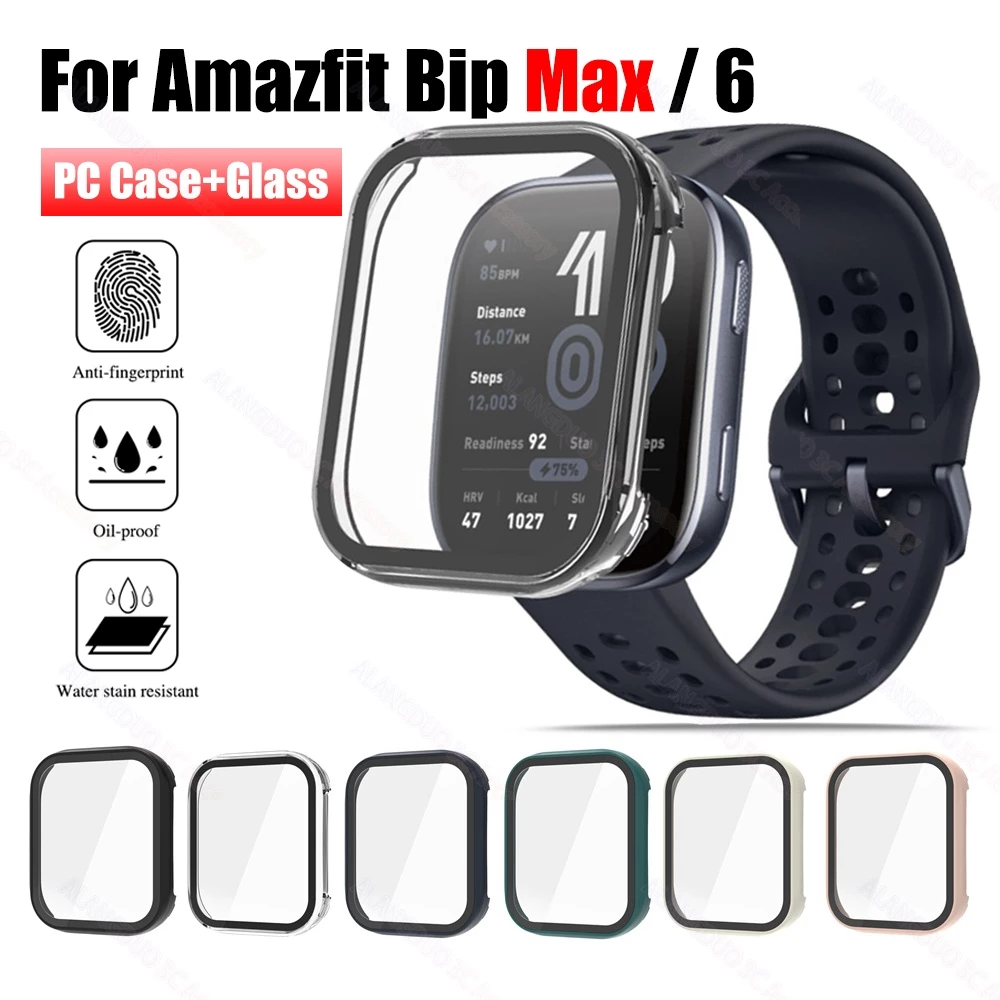 Amazfit Bip Max 6 Case PC Full Cover + กระจกนิรภัย Hard Case สําหรับ Amazfit Smart Watch Bip6 อุปกรณ์เสริม