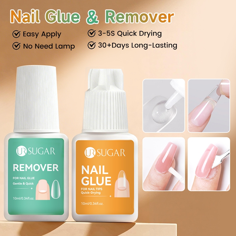 【Local】UR SUGAR Nail Glue & Remover Quick-Dry Long-Lasting Glue for Nail Tips Easy Clean Removal With Damage ไม่ต้องใช้โคมไฟ