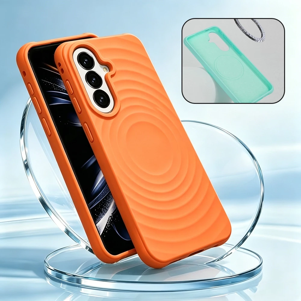 นุ่มสําหรับ Samsung Galaxy A57 A56 A55 A36 A35 5G ระลอกน้ําซิลิโคนแม่เหล็กเคสโทรศัพท์ฝาครอบ