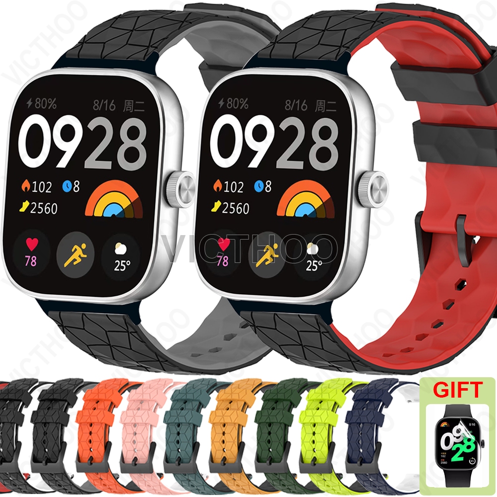 รูปแบบฟุตบอลสายรัดซิลิโคนคู่สีสําหรับ Redmi Watch 6 5 4 / Xiaomi Smart Band 10 Pro 9 Pro 8 Pro