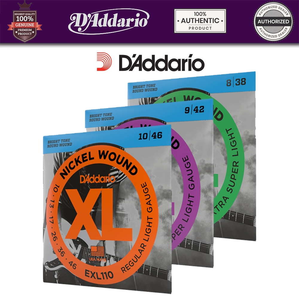 สายกีต้าร์ไฟฟ้า D'Addario EXL110 Regular Light 10-46 Nickel Wound เสียงสว่าง สมดุล แรงดีดกำลังดี มาตรฐานมือโปร