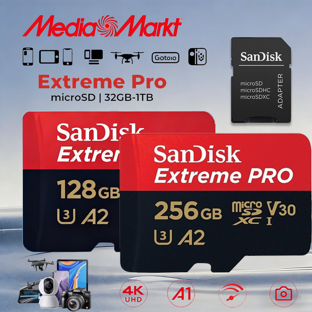 【รับประกัน 5 ปี】การ์ดหน่วยความจำ SanDisk Extreme Pro microSDXC V30 U3 C10 A2 200MB/s R 90MB/s Extreme Pro microSDXC V30 U3 C10 A2  UHS-I V30 U3 เมม Memory card แท้