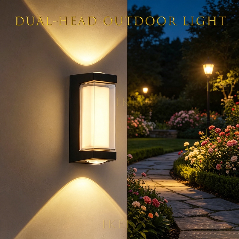 โมเดิร์น กลางแจ้ง โคมไฟติดผนัง กันน้ำ IP65 LED สีดำ สวน ระเบียง โคมไฟผนัง