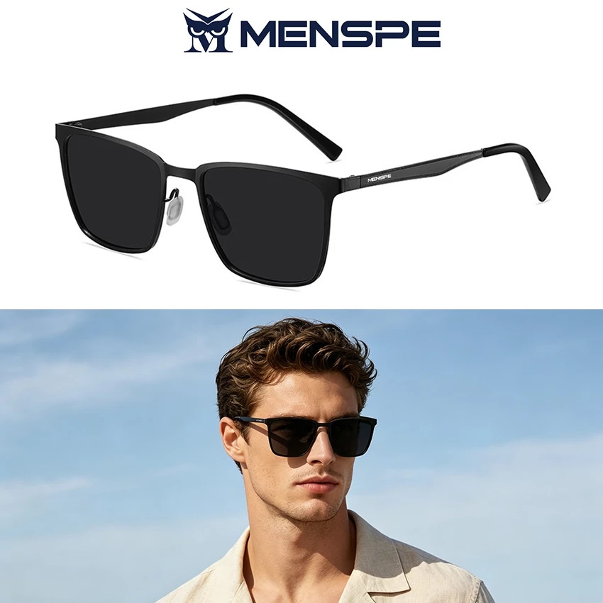 Menspe ผู้ชาย UV400 แว่นตาโพลาไรซ์ทรงสี่เหลี่ยมแว่นตากันแดดแว่นตา Ultra Light Anti Glare สําหรับกีฬากลางแจ้งขับรถ