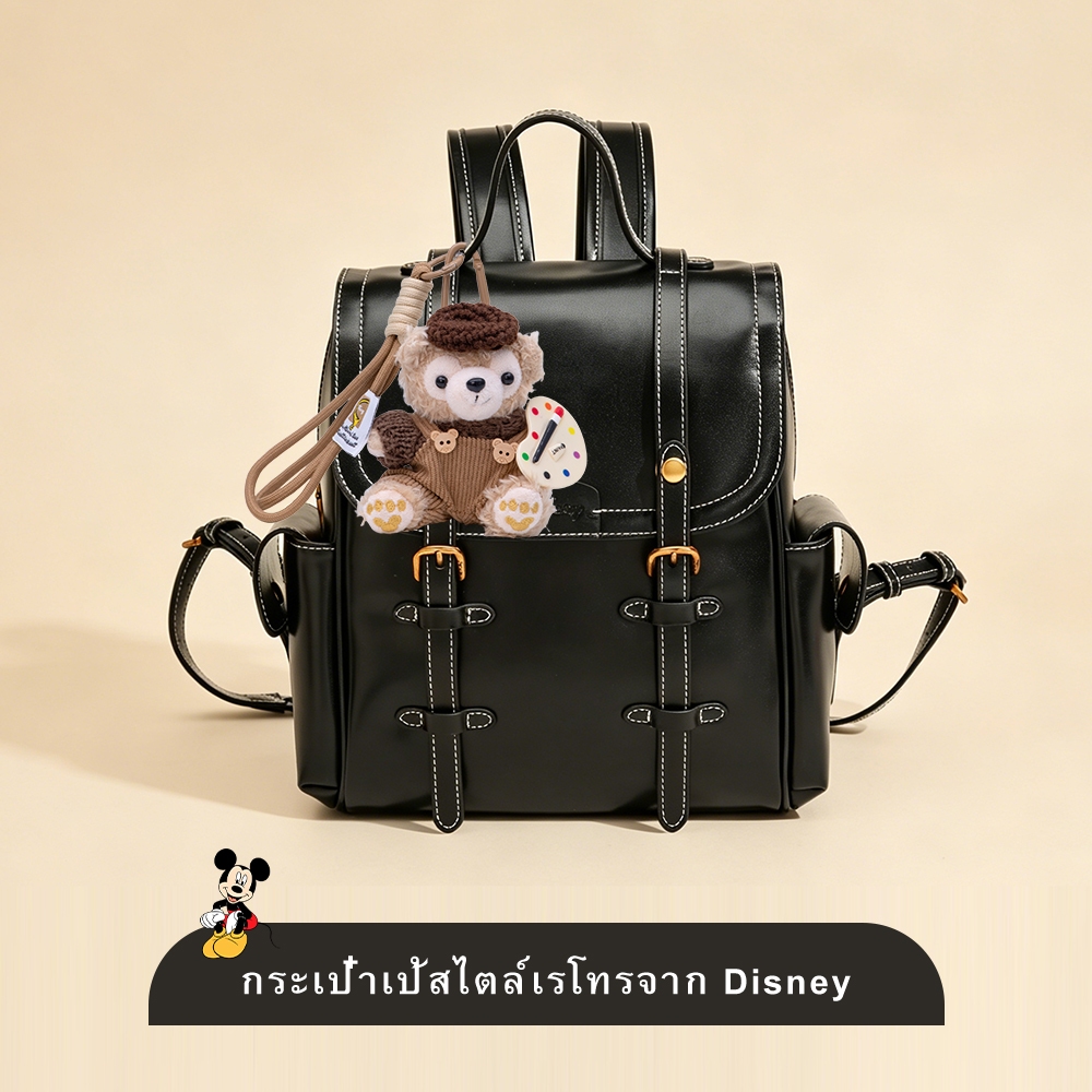 กระเป๋าเป้สะพายหลังสไตล์อังกฤษสำหรับผู้หญิง หนังPUพรีเมียม ในสไตล์Dark Academia ขนาดใหญ่ ความจุมาก