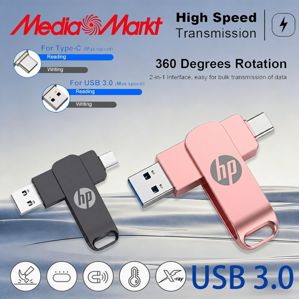 Typec 2 in 1 โทรศัพท์มือถือ u Disk HP แฟลชไดรฟ์ Dual Drive Flash Memory USB 3.0 หน่วยความจําความเร็ว