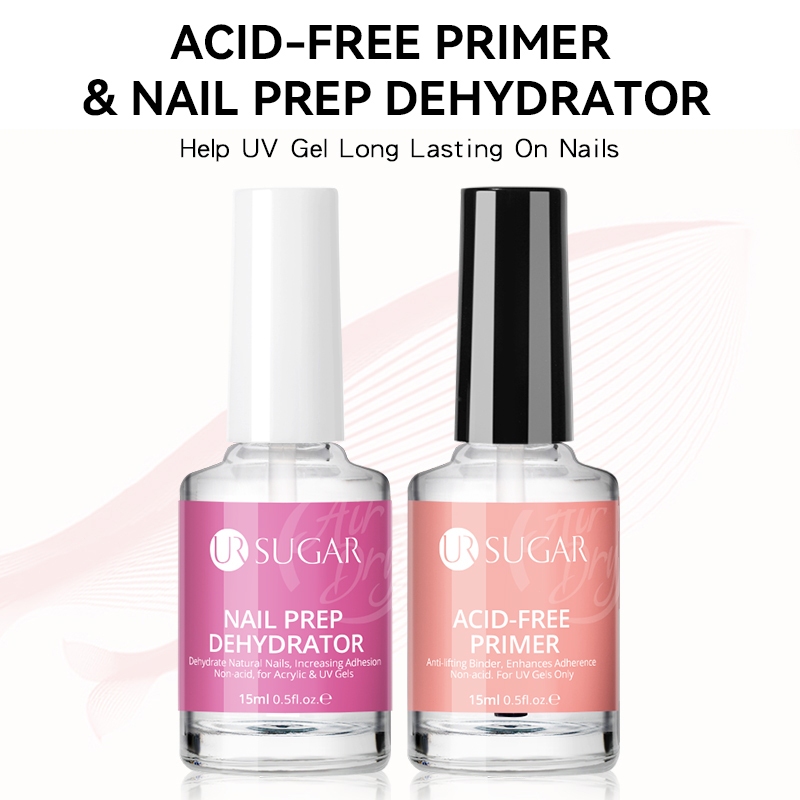 UR SUGAR 15ml ขวดแก้วเล็บ PrimerNail Prep Dehydrator ยาทาเล็บติดทนนาน Air แห้งกึ่งถาวรเล็บเคลือบเงา