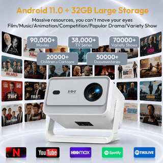 XGODY A6 PRO โปรเจคเตอร์มินิ 700 ANSI Android 14 1080P รองรับ 4K ออโต้โฟกัส WiFi 6 พร้อม Netflix YouTube สำหรับโฮมเธียเตอร์และคาราโอเกะ