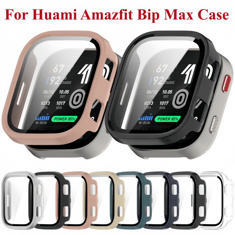 สําหรับ Huami Amazfit Bip Max Case Full Coverage PC Hard Case พร้อมกระจกนิรภัยสําหรับ Huami Bip Max อุปกรณ์เสริมนาฬิกาอัจฉริยะปลอกฝาครอบ
