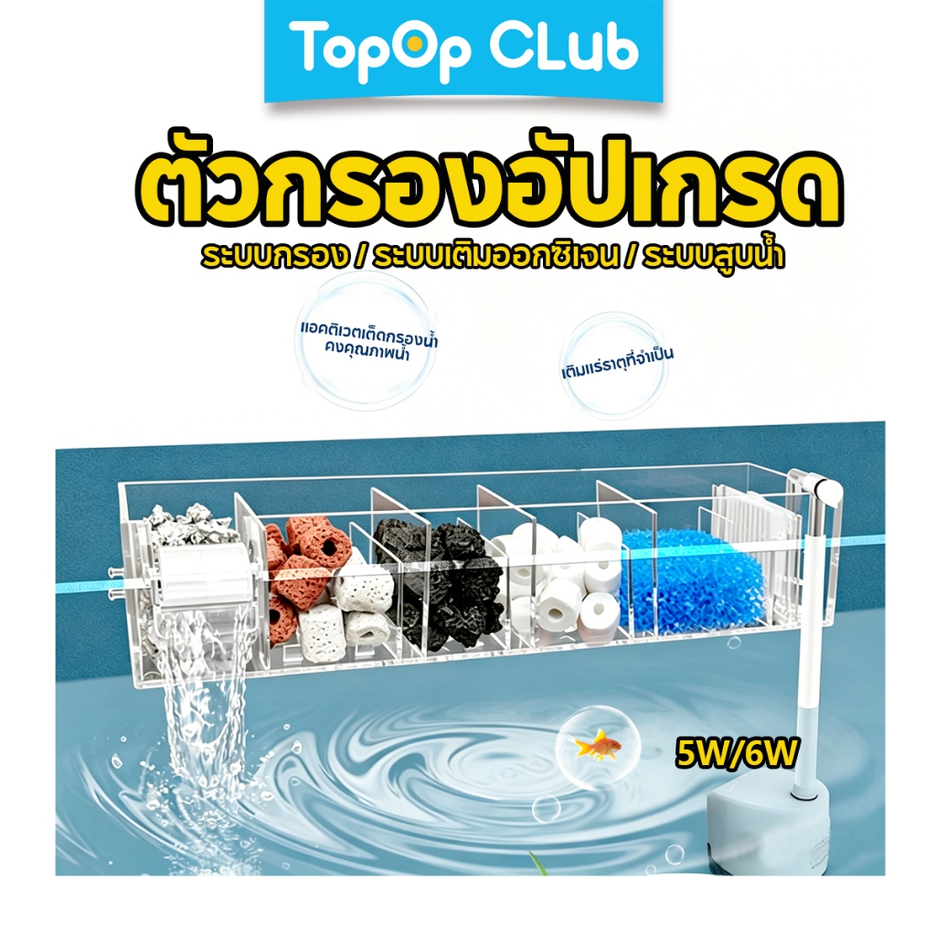 TOPOP Aquarium Top 3IN1 กล่องกรองสําหรับ Media Akuarium ด้านบนกรองกล่องปั๊มน้ํา 15 ซม.-60 ซม.กล่อง 2-5 Media กล่อง