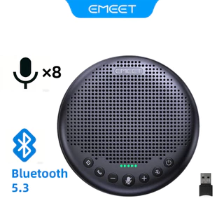 【สามารถคืนสินค้าได้ภายใน 15 วันโดยไม่ต้องระบุเหตุผล】EMEET ลําโพงและไมโครโฟนสําหรับการประชุมพร้อมไมโครโฟน/8 ตัว 360° กะบะเสียงลดเสียงรบกวนบลูทูธ/USB/Dongle Speakerphone สําหรับ 10 คน w/Daisy Chain สําหรับ 18 รองรับพร้อมตะกั่วปลา