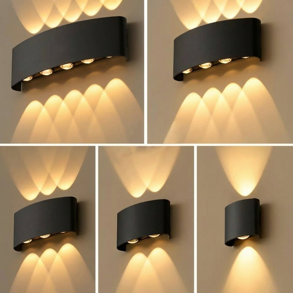 โคมไฟติดผนัง LED อลูมิเนียมเกรดพรีเมียม IP65 กันน้ำ - ส่องแสงขึ้น-ลง สว่างคมชัด ทนแดดทนฝน