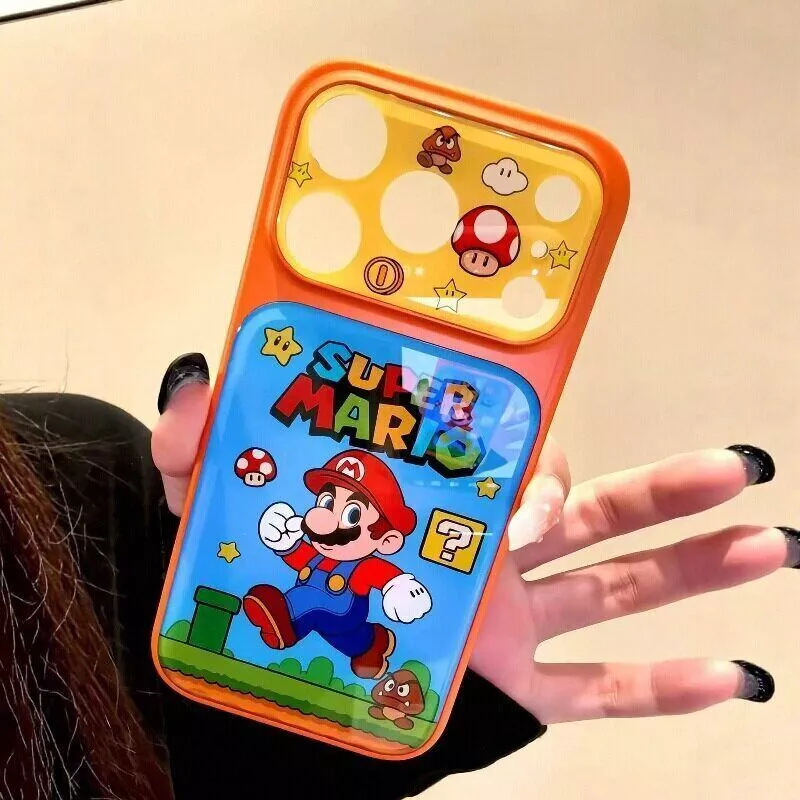 17โปรแม็กซ์ เคสโทรศัพท์การ์ตูนสีฟ้ามาริโอเหมาะสําหรับ ไอโฟน 13 14 15 16 17โปรแม็กซ์ กันกระแทกป้องกันกรณีอะคริลิฮาร์ดกรณีหน้าต่างขนา