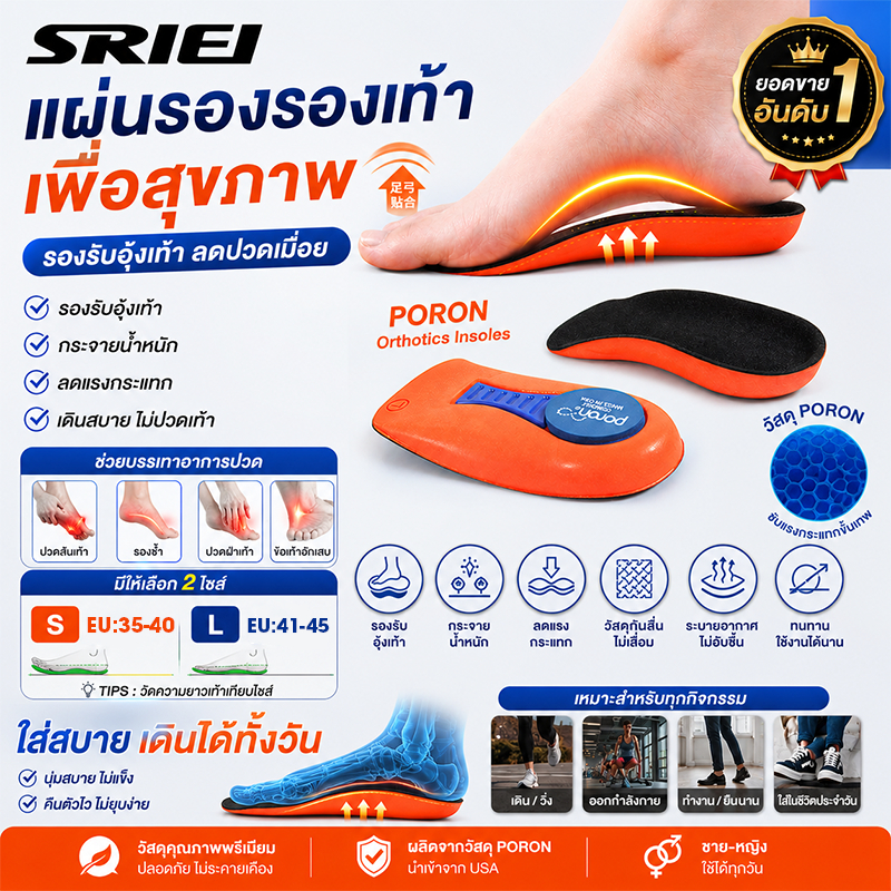 Sriei 1 คู่ แบนขนาด Insoles แผ่นรองรับส่วนโค้งของส้นเท้า พื้นรองเท้าด้านในครึ่งหนึ่ง plantar fasciitis พื้นรองเท้าด้านในครึ่งหนึ่ง