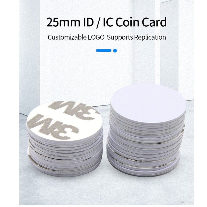 100pcs RFID Coin Card 125KHz/13.56MHz – Read Only TK4100 M1 Tag Adhesive Sticker NFC Smart Key สำหรั