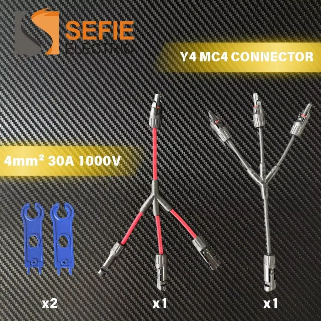 MC4 Y3 2 ถึง 1 / Y4 3 ถึง 1 ขั้วต่อสาขาพลังงานแสงอาทิตย์ IP67 กันน้ํา Parallel PV ปลั๊กแผงโซลาร์เซลล์