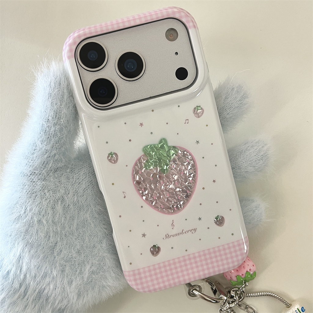 สําหรับ iphone Case 17 Pro Max 16 Pro Max 15 Pro Max Laser เคสโทรศัพท์สตรอเบอร์รี่
