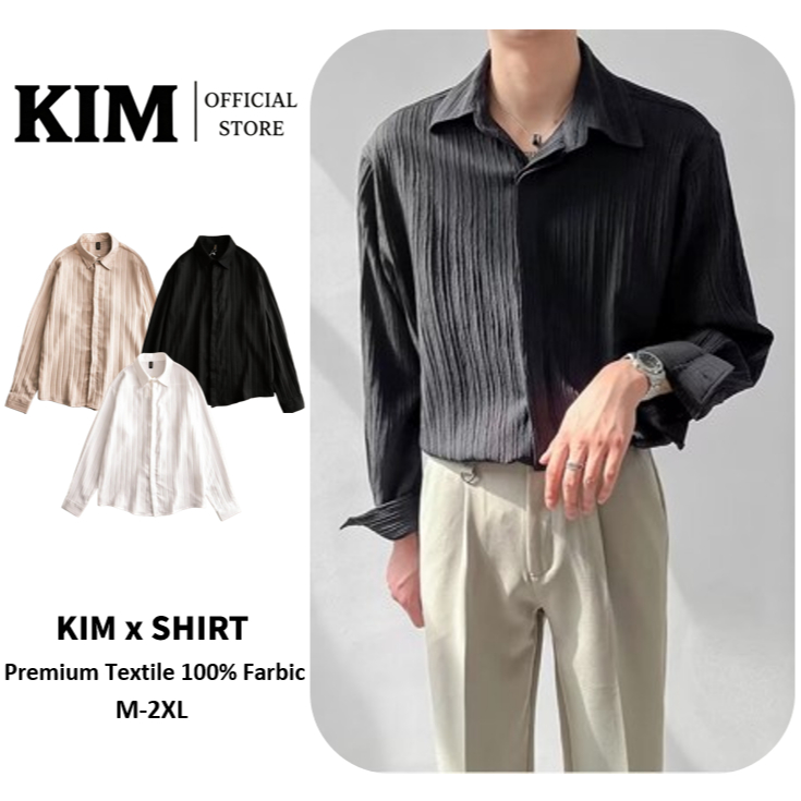 เสื้อเชิ้ตแขนยาวลําลอง ทรงหลวม สีดํา แฟชั่นฤดูร้อน สําหรับผู้ชาย