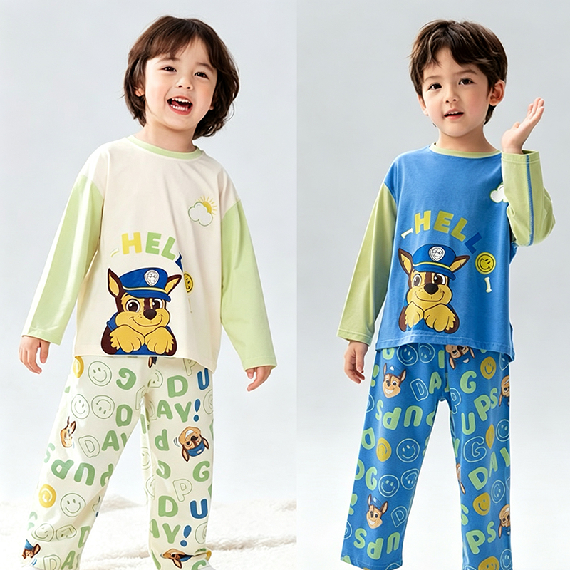 Paw Patrol ชุดนอนเด็ก ผ้าฝ้าย ต้านจุลินทรีย์ แขนยาว ระบายอากาศดี สําหรับเด็กผู้ชาย/เด็กผู้หญิง