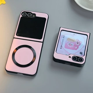 เคส สำหรับ Samsung Z Flip 5/6 สีชมพูพาสเทล มีแม่เหล็ก MagSafe ดีไซน์น่ารัก กันหล่นได้ดี ใช้กับที่ชาร์จไร้สายได้ สะดวกสุดๆ