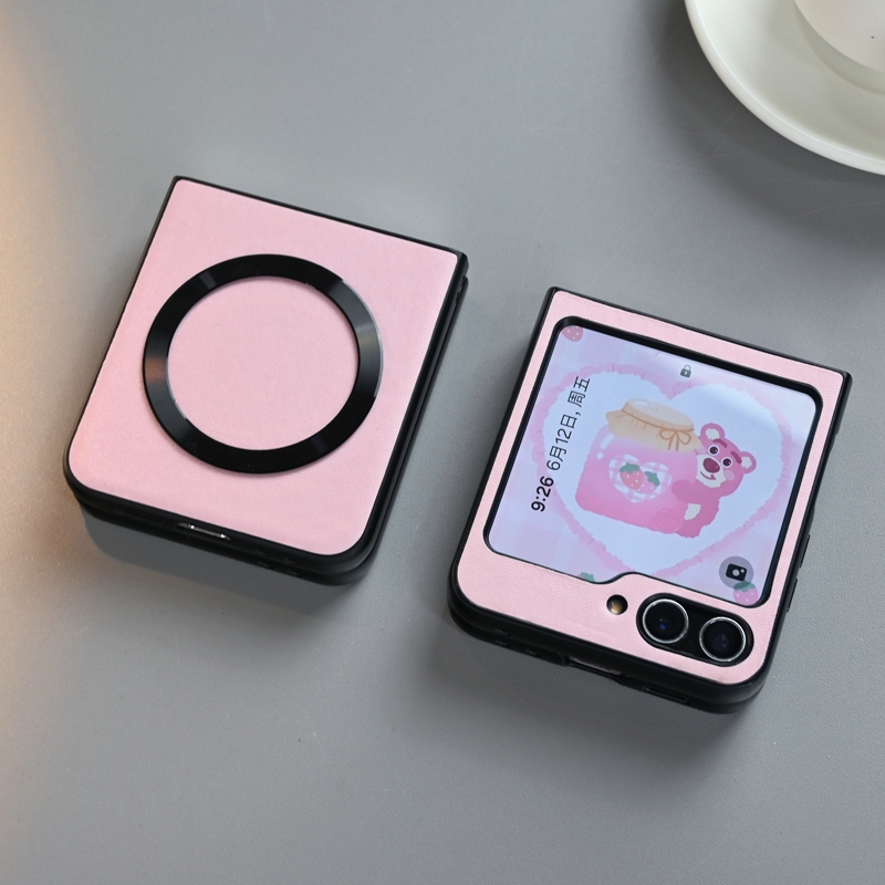 เคส สำหรับ Samsung Z Flip 5/6 สีชมพูพาสเทล มีแม่เหล็ก MagSafe ดีไซน์น่ารัก กันหล่นได้ดี ใช้กับที่ชาร์จไร้สายได้ สะดวกสุดๆ