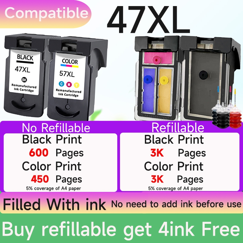 ใช้งานร่วมกับ Canon PG 47 ตลับหมึก CL 57 ตลับหมึก PG47 CL57 สําหรับ Canon Pixma E400 410 460 477 480