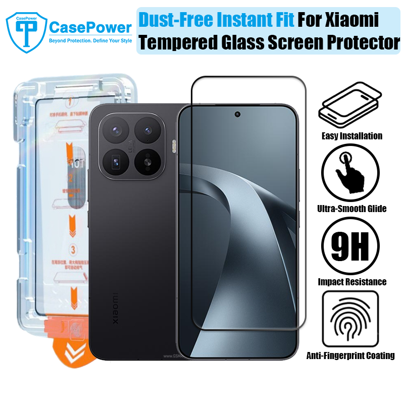 CasePower ปราศจากฝุ่น 9H กระจกนิรภัยสําหรับ Xiaomi 17T Pro 13T 15T 14T 12T Pro Anti-Shatter HD ป้องกันหน้าจอพร้อมการติดตั้งคลิกเดียวและชุดติดตั้งฟรี