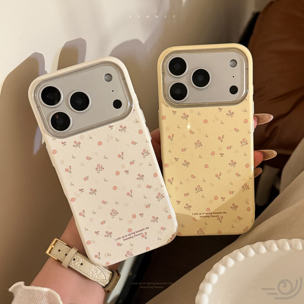 หรูหราสีส้มสีแดงดอกไม้พิมพ์Glossyเคสโทรศัพท์กันกระแทกสําหรับiPhone 17 16 15 14 13 Pro Max 17Pro