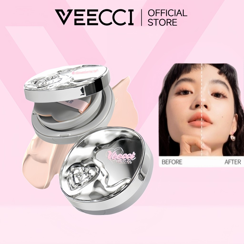 VEECCI บีบีครีม คุชชั่น เรียบ ผิว คุมมัน กับ พัฟแต่งหน้า ติดทน12 ชม ธรรมชาติ แบบพกพา คูชั่น 10g