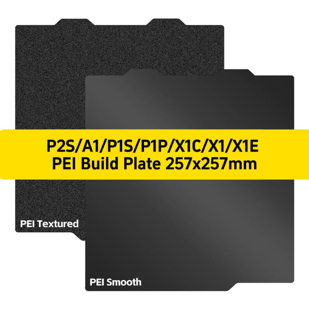 แผ่นพิมพ์ PEI (Build Plate) ใช้ได้สองด้าน ขนาด 257x257mm รองรับ Bambu Lab A1/P2S/P1S/P1P/X1C/X1/X1E
