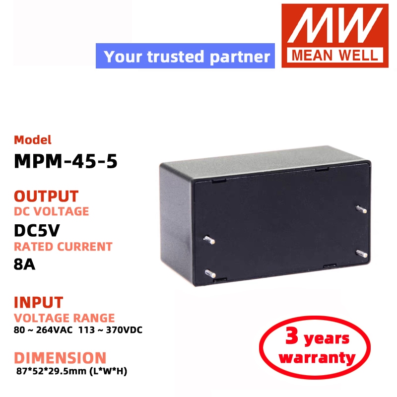 MEAN WELL MPM-45-5ST MPM-45-12ST MPM-45-24ST/45-15ST/45-5/45-24/45-12 Meanwell Switching Power Suppl