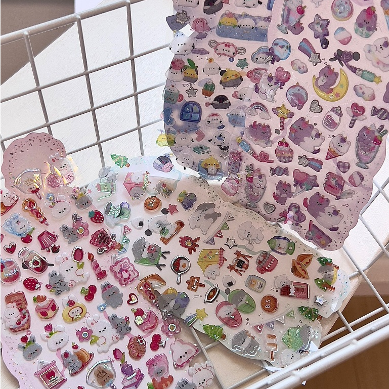 OHAYA |Japan Q-LIA สติ๊กเกอร์ลูกกวาดสีสันสดใสการ์ตูนเงินร้อนสติกเกอร์สัตว์เล็ก