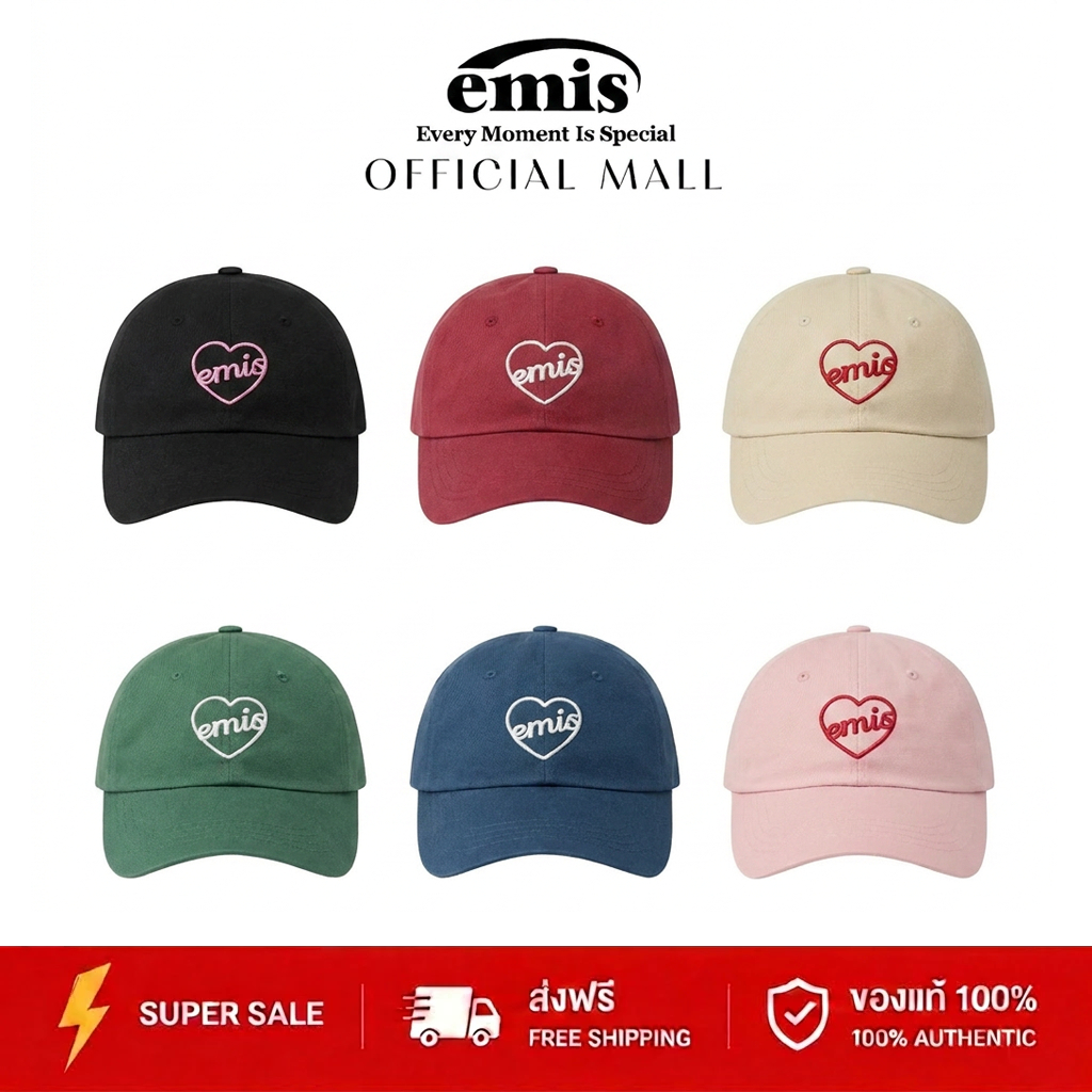 Emis  love heart badge baseball cap,หมวกเบสบอลเกาหลี หมวกเบสบอลอเนกประสงค์และอินเทรนด์