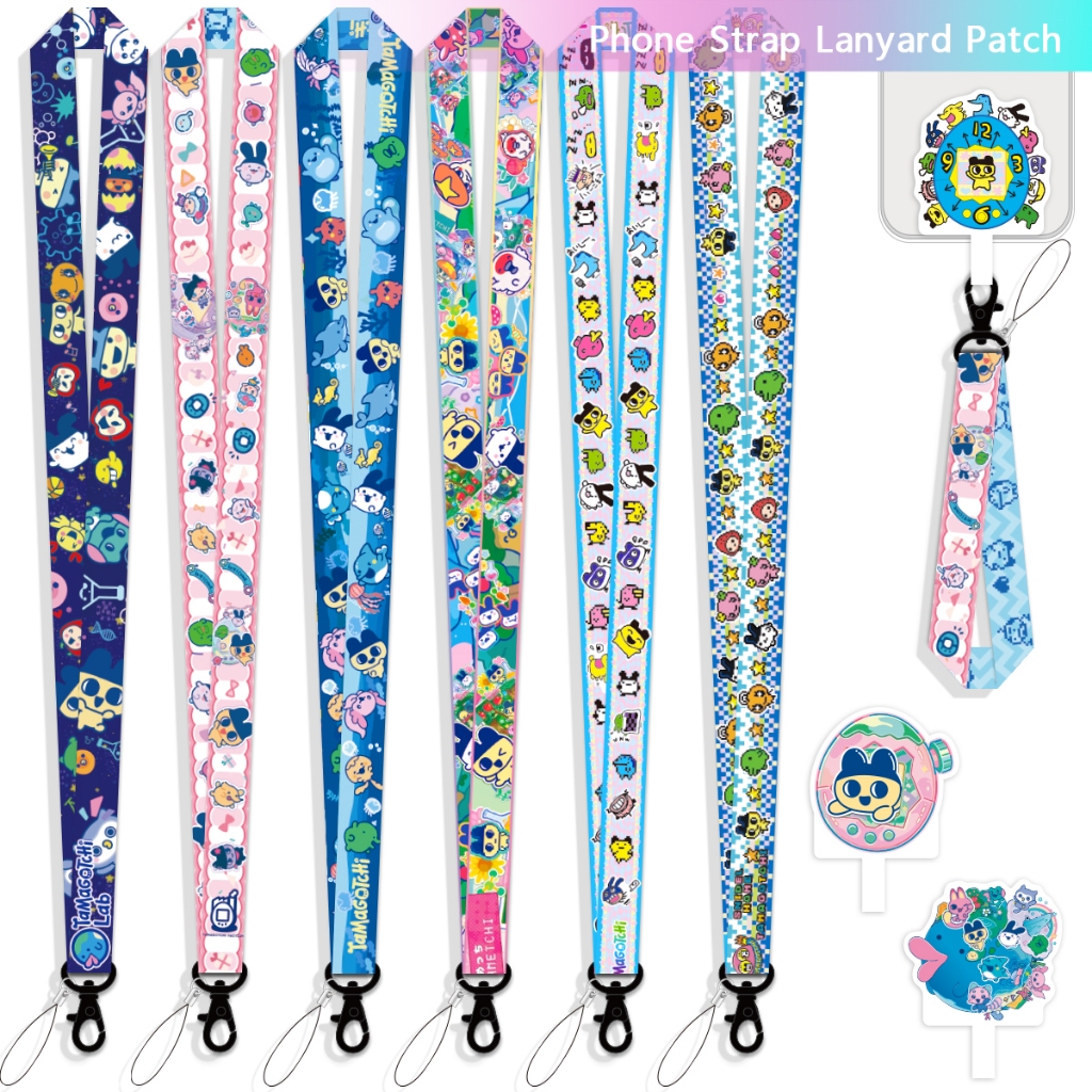 Tamagotchi โทรศัพท์มือถือเชือกเส้นเล็กปะเก็นห้อยคอสายรัดข้อมือสั้นสไตล์พิกเซลโทรศัพท์มือถือจี้คลิปพวงกุญแจจี้ ทามาก็อตจิ