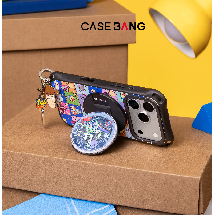 Casebang Playful Heart Battle Series Liquid Flowing Glitter Phone Grip Magnetic Compatible, โครงสร้างที่ถอดออกได้สําหรับที่วางโทรศัพท์แม่เหล็กพร้อมการออกแบบน่ารัก