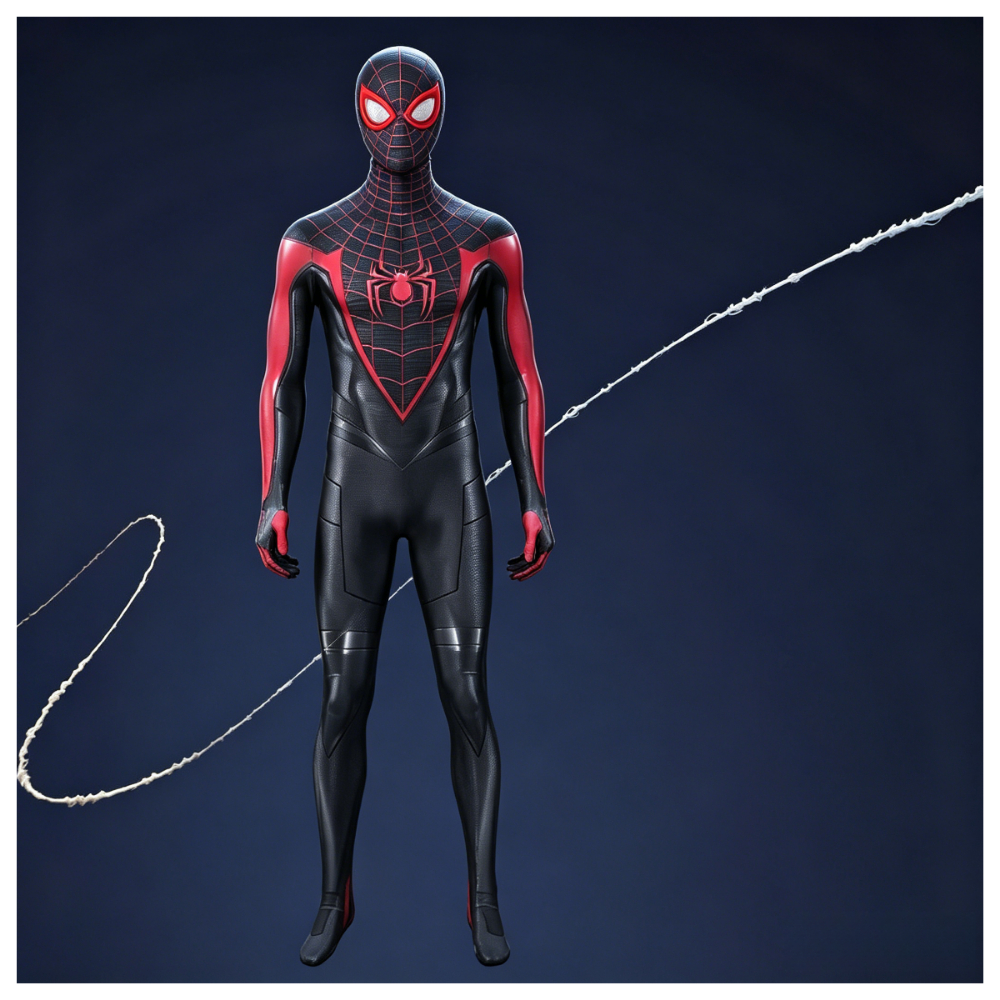 ชุดคอสเพลย์ Spider Hero สีดําและสีแดง: ชุดจั๊มสูทรัดรูปและหมวกหน้ากากสําหรับ Halloween & Comic Con
