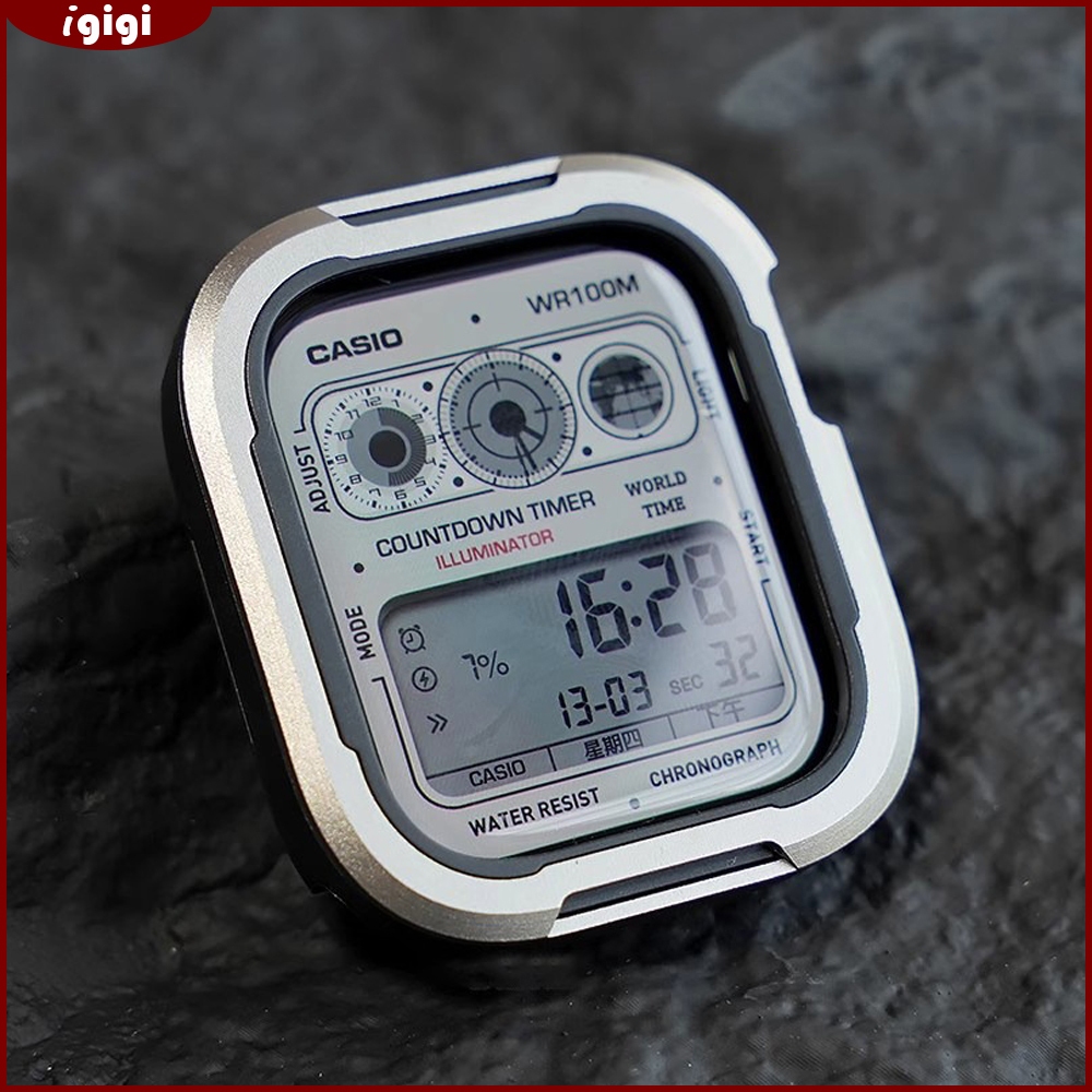เคสกันชนซิลิโคนอลูมิเนียมสองชั้นสําหรับ Apple Watch 46/49/45/44/42 มม.41 มม.40 มม.Series 4-11 SE Ultra – Hollow Out กรอบกันกระแทก,ไม่มีฝาครอบกระจก