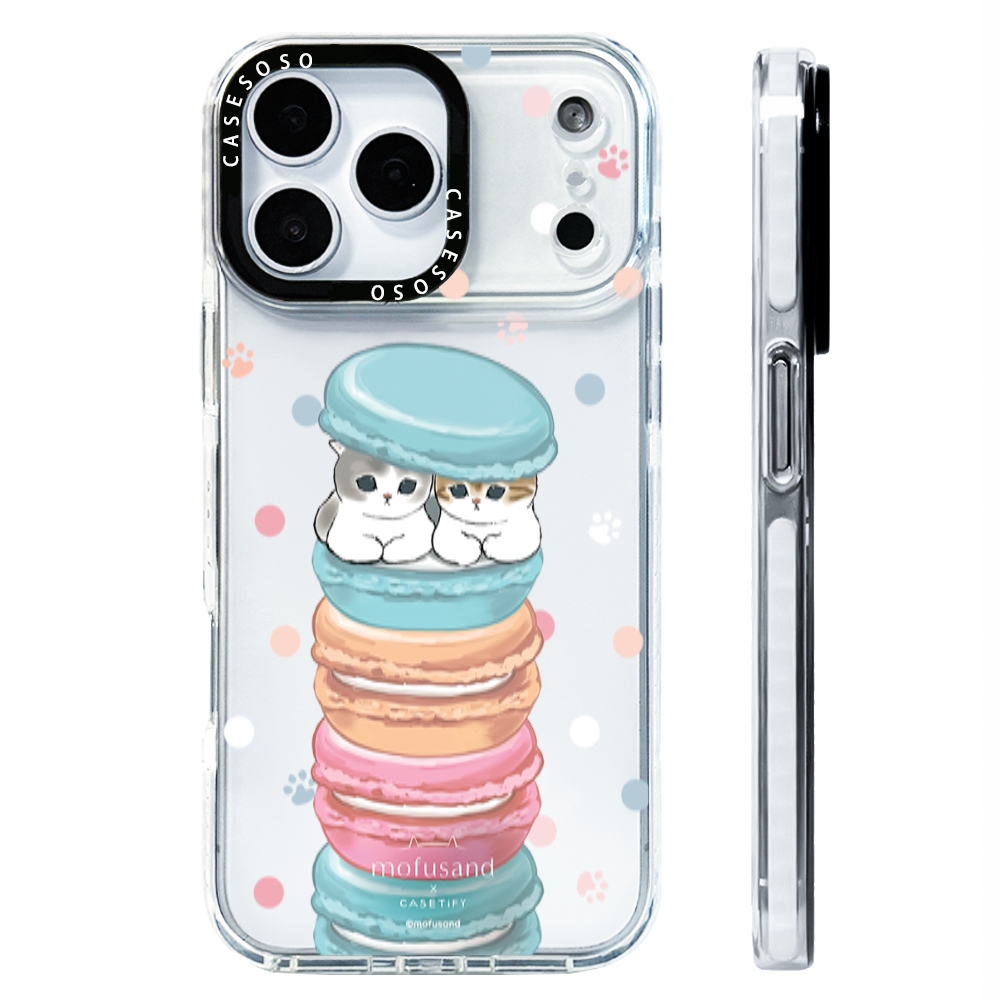 น่ารัก Naughty Kitty Macaroon สําหรับ IPhone 11 13 14 15 16 Pro Max 12 Mini Cover X XR XS Max ซิลิโคนนุ่มกันชนใส SE 2022 6 7 8 Plus ปลอกกันกระแทก