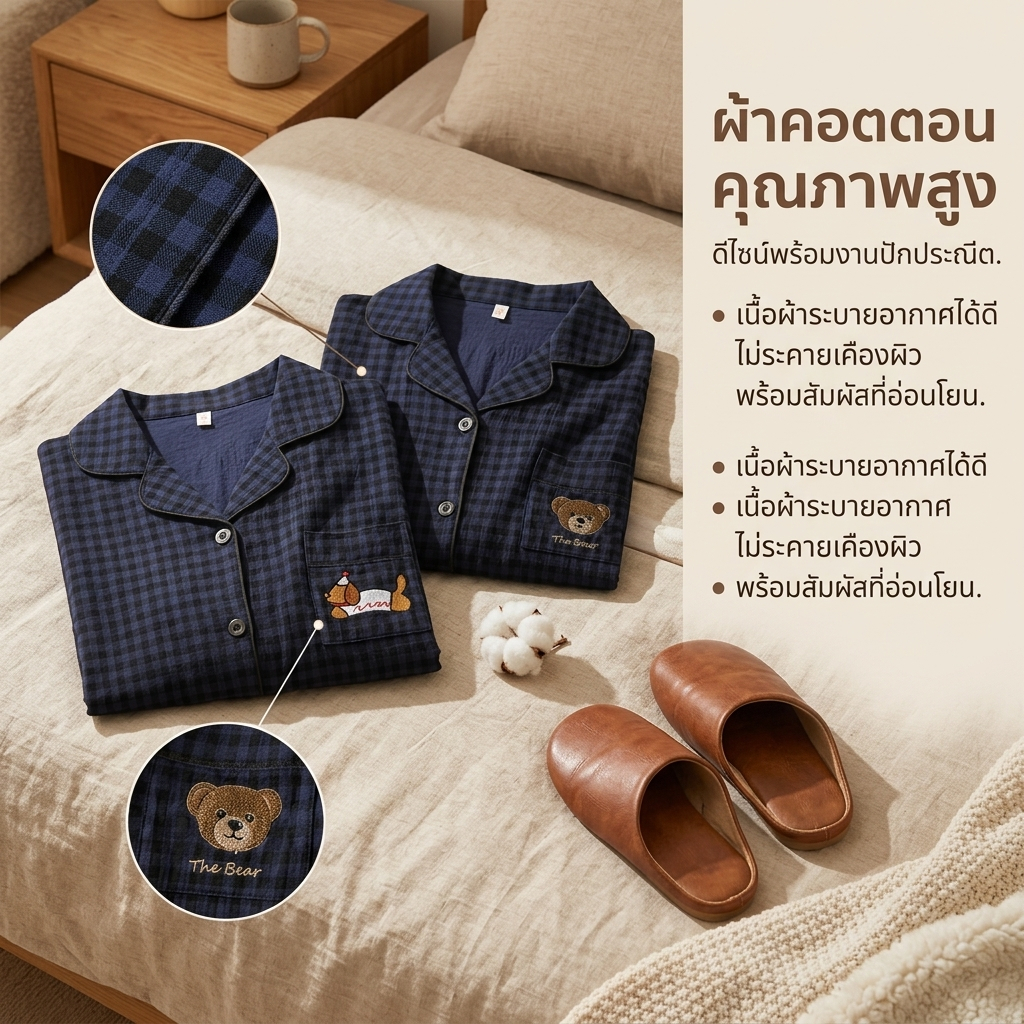【แนะนำฤดูร้อน】ชุดนอนผู้ชายเนื้อผ้าเย็น แบบบาง ระบายดี สบาย แนะนำใส่ในและนอกบ้าน