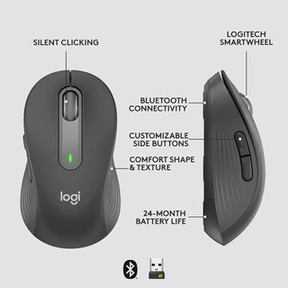 Logitech SIGNATURE M650 L เสียงเงียบ เหมาะกับทุกขนาดมือ เชื่อมต่อได้ 2 ระบบ บลูทูธและUSB ปรับแต่งคีย์ลัดได้(เมาส์ไร้สาย)