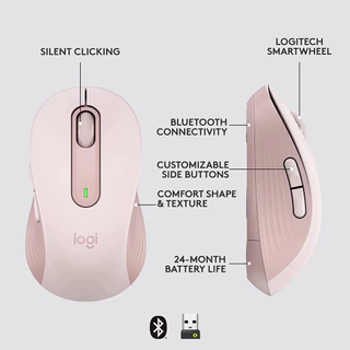 Logitech SIGNATURE M650 SilentTouch ลดเสียงคลิก ปุ่มข้างปรับแต่งได้ ใช้ได้ทั้ง Windows และ macOS (เมาส์ไร้สาย)