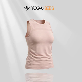 โยคะ BEES Ribbed แขนกุดโยคะเสื้อกล้ามผู้หญิงลูกเรือคอ Slim Fit ไม่มีรอยต่อออกกําลังกายเสื้อกั๊กลําลอง 6 สี