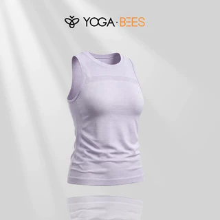 โยคะ BEES Ribbed แขนกุดโยคะเสื้อกล้ามผู้หญิงลูกเรือคอ Slim Fit ไม่มีรอยต่อออกกําลังกายเสื้อกั๊กลําลอง 6 สี