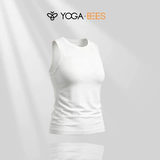 โยคะ BEES Ribbed แขนกุดโยคะเสื้อกล้ามผู้หญิงลูกเรือคอ Slim Fit ไม่มีรอยต่อออกกําลังกายเสื้อกั๊กลําลอง 6 สี