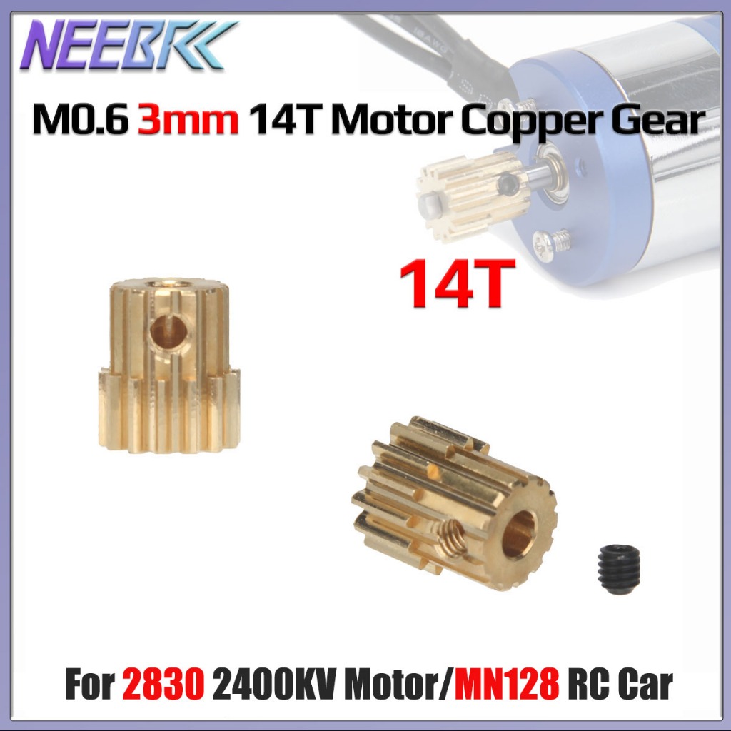 NEEBRC M0.6 3 มม.14T มอเตอร์ทองแดงเกียร์โลหะ Pinion สําหรับ 1/12 RC Crawler รถ MN128 2830 Brushless 